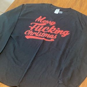 Merry Fucking Christmas Long Sleeve Shirt L Mens Ugly Christmas Sweater T-Shirt